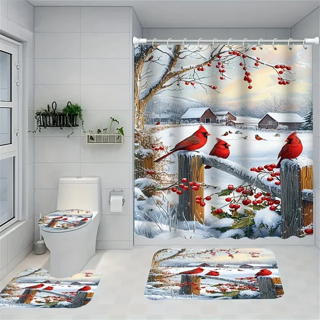 Christmas Red Robin Bathroom Set 1