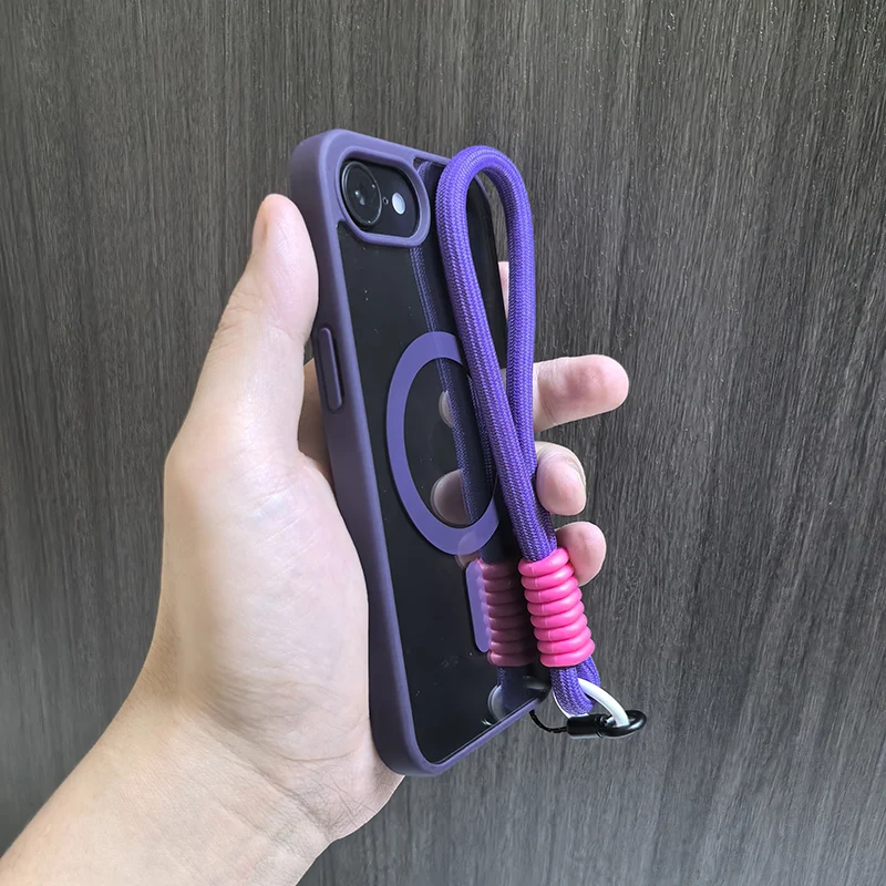 Luxury Clear MagSafe Phone Case with Lanyard and Wrist Strap - Shockproof Armor Back Cover