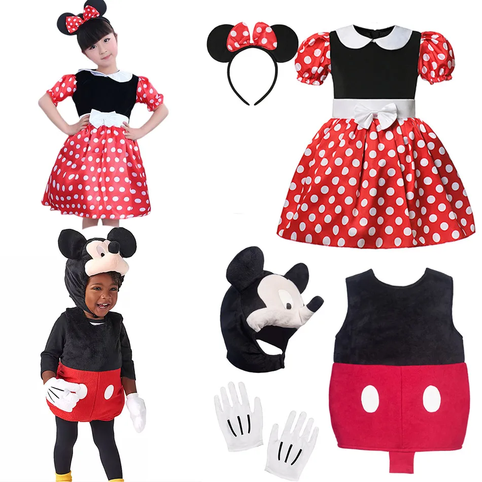 

Disney Mickey Mouse Costume for Toddler Boys Birthday Disneyland Minnie Dress Girls Brother&Sister Party Cosplay Carnival Outfit