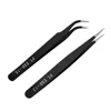 Stainless Steel Black Curved Straight Eyebrow Tweezers Anti Acid Nipper Rhinestone Picking Tool False Eyelash Nail Art Tool 1