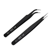 Stainless Steel Black Curved Straight Eyebrow Tweezers Anti Acid Nipper Rhinestone Picking Tool False Eyelash Nail Art Tool 1