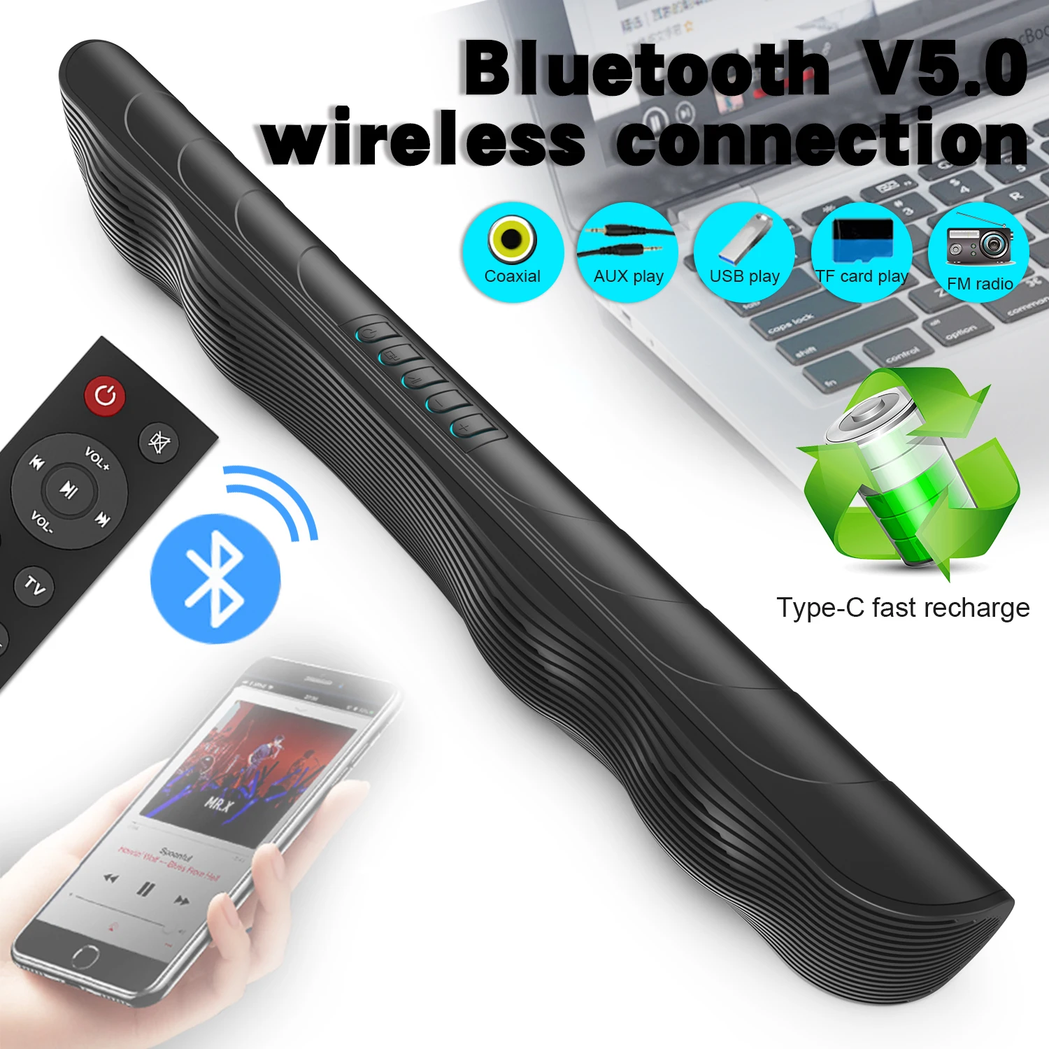 

BS-21Wireless Bluetooth Speaker TV Speaker Portable Subwoofer Speaker Home Theater Stereo Music TF FM Radio Music Center Speaker