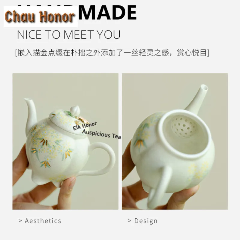 Hand-painted Peach Blossoms Travel Tea Set Kit Creative 1 Pot 2 Cups Tea Brewing Organizer Portable Camping Stock Bags for Tea