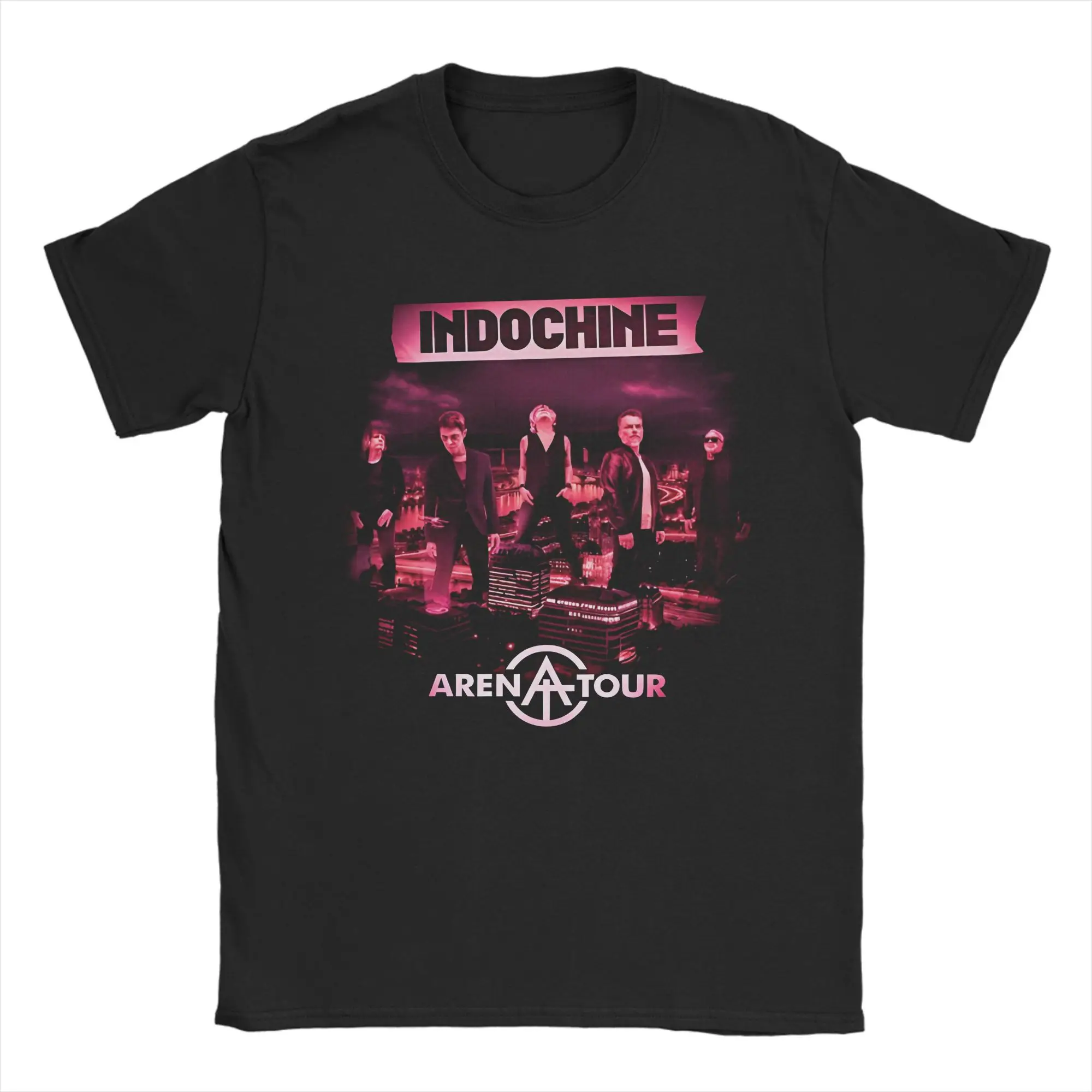 Indochine Arena Tour T Shirt Men Cotton Vintage T-Shirt O Neck Pop Rock Band Tees Short Sleeve Merchandise Summer Men Clothing men t shirts