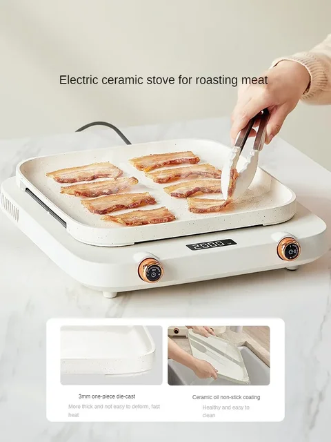 220V Induction Cooker with Fry Pan and Grilling Plate High Power and Multiple Functions Electric Ceramic Stove 2