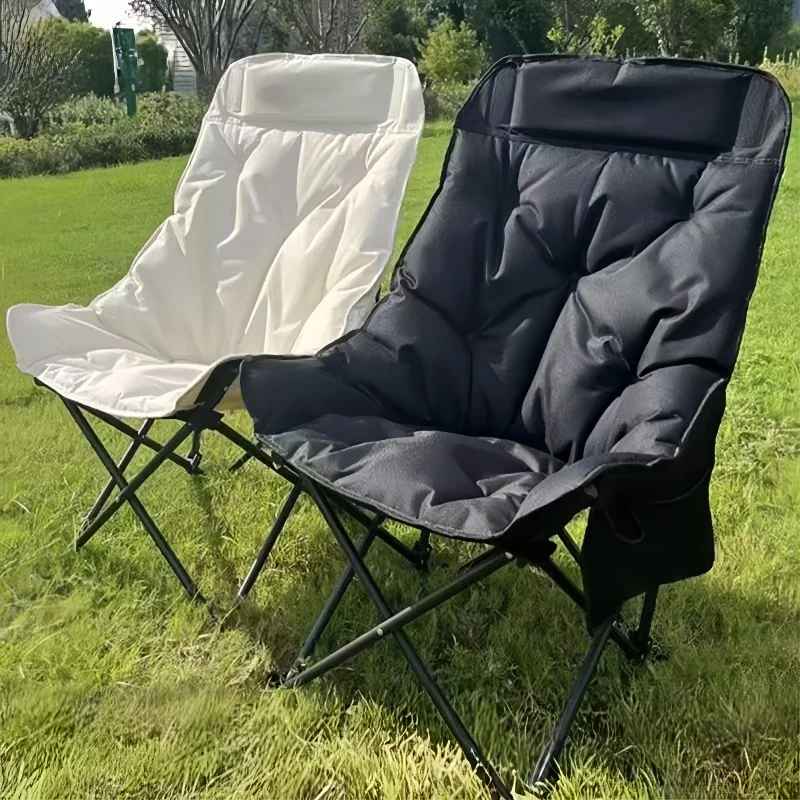 Outdoor Full Sponge Filled Fishing Chair Thickened High Back Portable Outdoor Foldable Chair Carry Bag