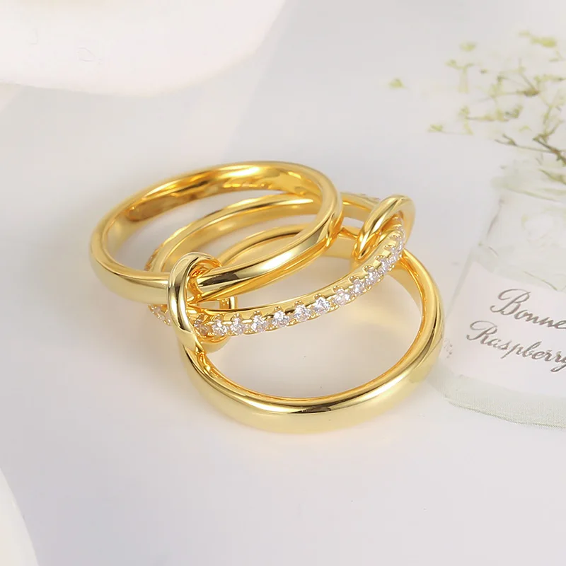 Gold Plated Rings AAA Zircon For Women Fashion Multilayer Stack Wedding Gifts