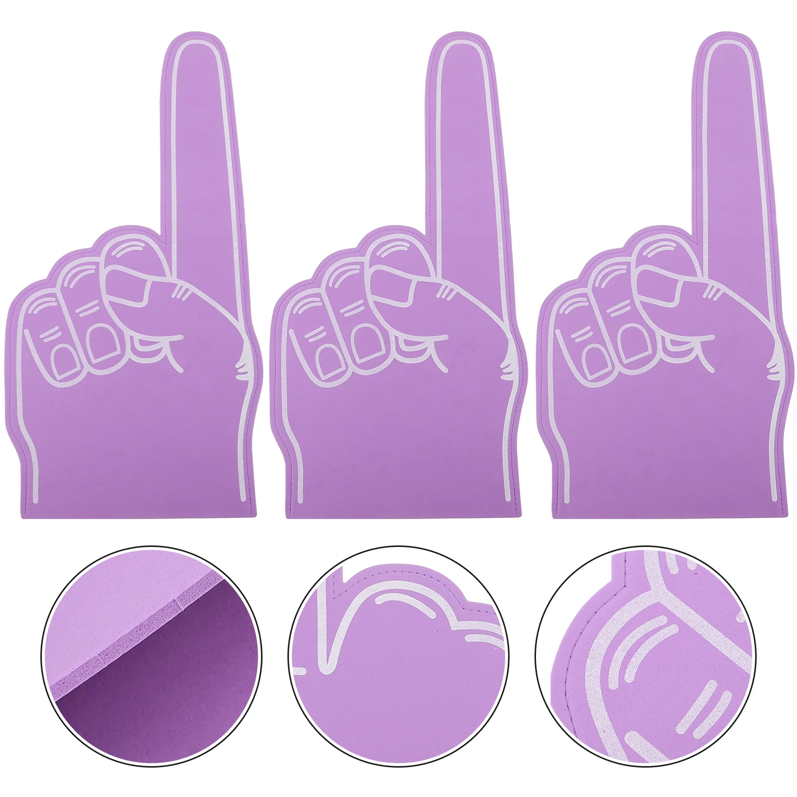 3 Pcs Purple Foam Fingers Cheerleading Hands Sports Fan Accessory Noise Maker Foams Hand For Team Sports Souvenirs Gifts Foam