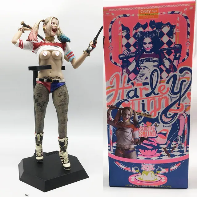 Harley Quinn Crazy Toys Arlequina Figures Roupas Reais 30cm em