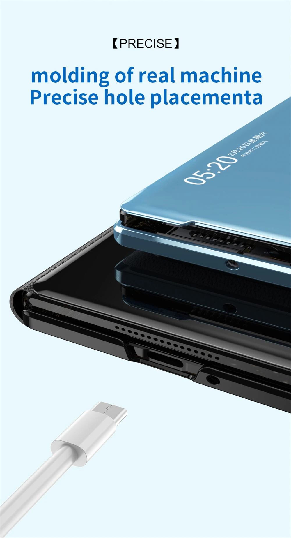 Étui à rabat smart mirror de luxe pour vivo x fold3 avec support_voghion.com