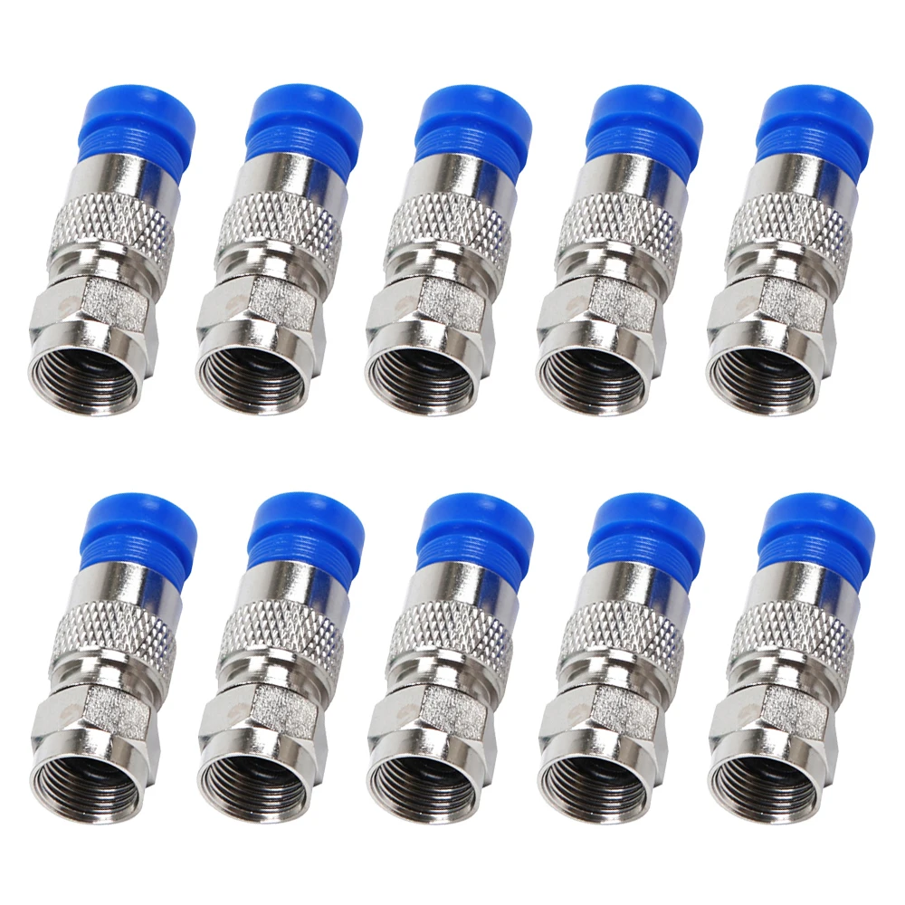 

10PCS RG6 RF Coaxial Extrusion F Head Adapter Waterproof All-Copper Case Connector Coaxial Compression Squeeze F Head Connector