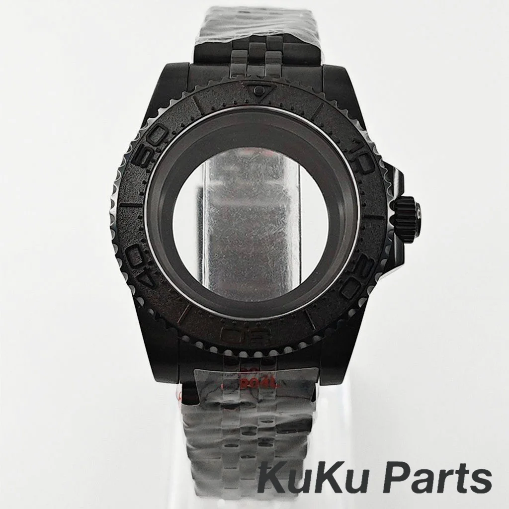 Black Purple GMT Bezel Watch Case with PVD Black Jubilee Bracelet and Sapphire Crystal