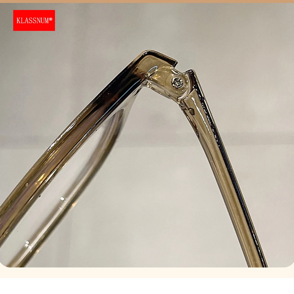 KLASSNUM Damen-Brille mit großem Rahmen, Anti-Blaulicht-Brille, transparent, Computer-Brille, Retro, ultraleichte Brille, flache Spiegel, 2025, neu – Detail 5