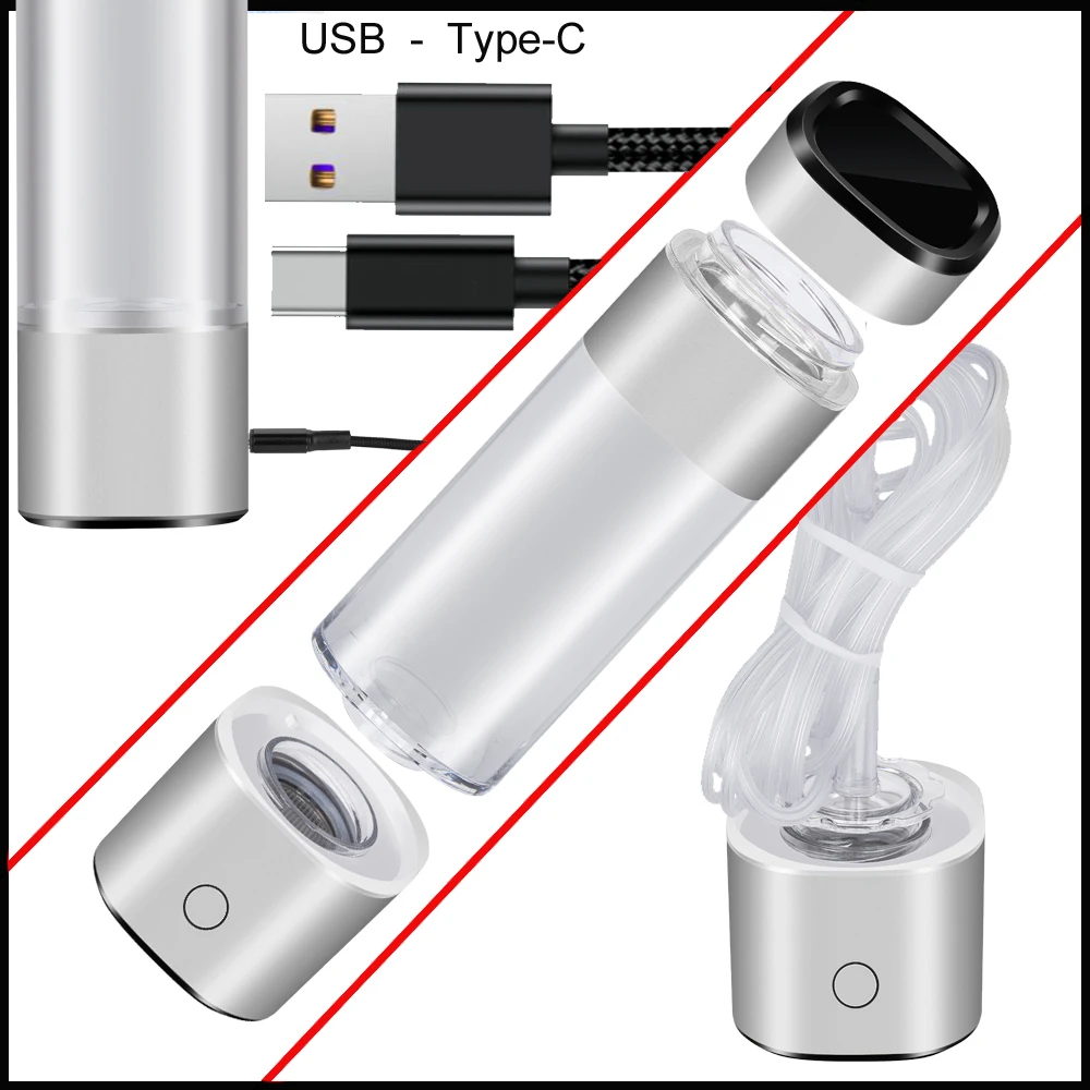 Sb5898a6e8d3f401fa2646ebc995cecfbR 5000PPB Hydrogen Water Generator Anti-Aging IHOOOH H2-Cup Electrolysis Ionizer Rechargeable Mini Hydrogen Concentrators Pure H2