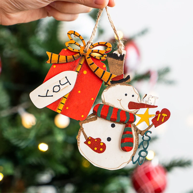 Christmas Wooden Pendants Cute Xmas Tree Hanging Ornaments DIY Resin Crafts for Home Christmas Party New Year Gifts Decorations christmas decorations