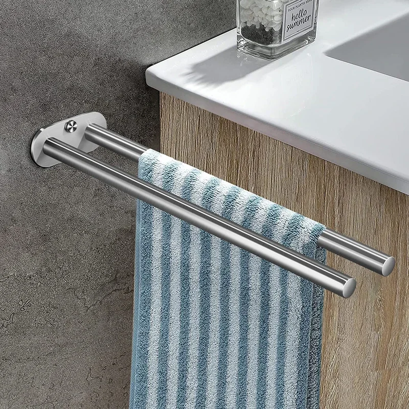 Bathroom Towel Rack Stainless Steel Holder Wall Black Double Towel Rack Hand Bar Hanger Ladder Holder Bathroom Accessories