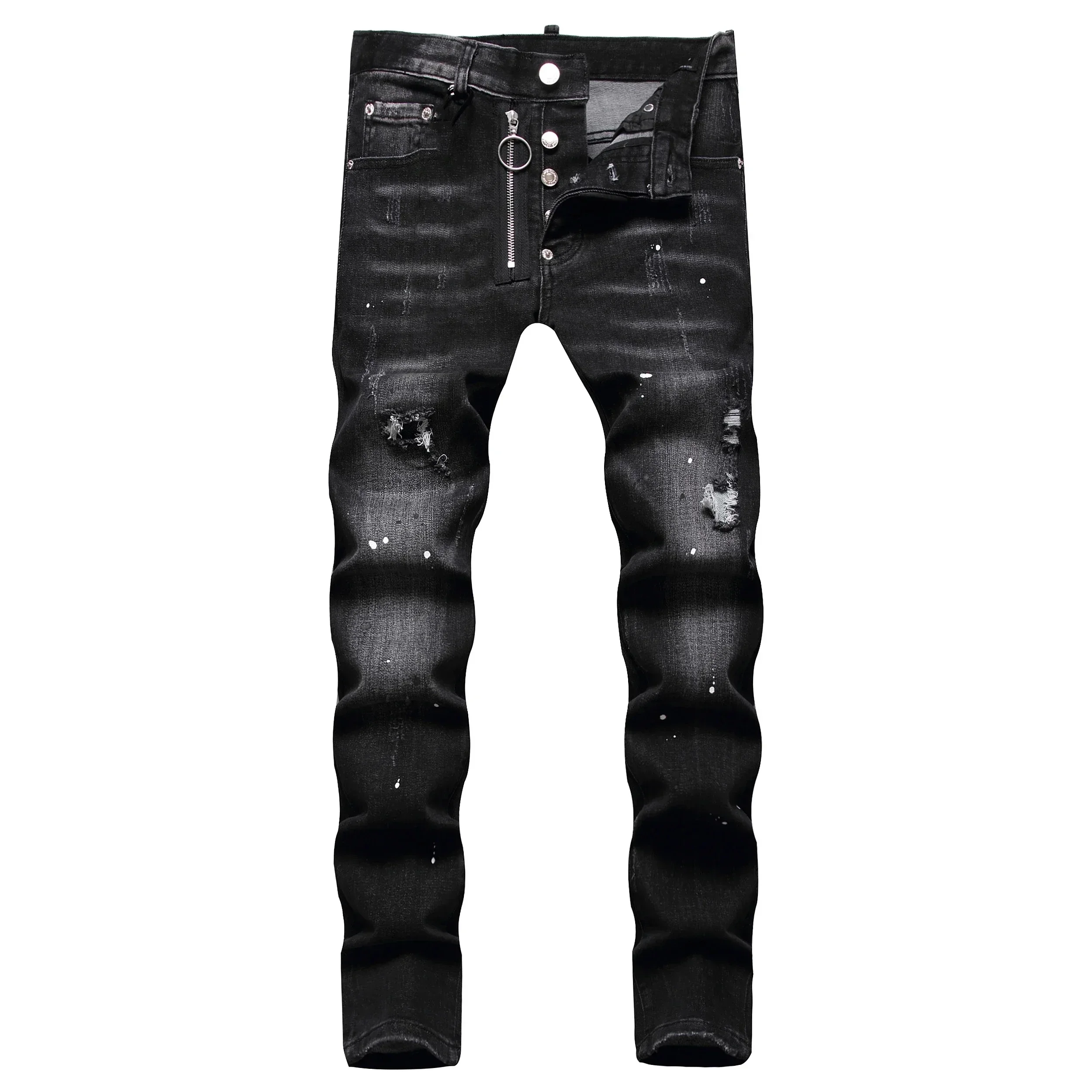 Men's Ripped Jeans Luxury Brand Light Blue Holes Long Trousers Quality Male Fashion Stretch Slim Pants Men Skinny Jeans 44-58 3