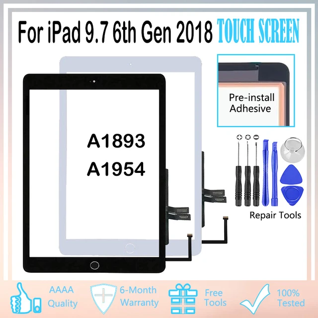 For iPad 6 6th Gen 2018 A1893 A1954 Home Button Touch Screen Digitizer  Replace