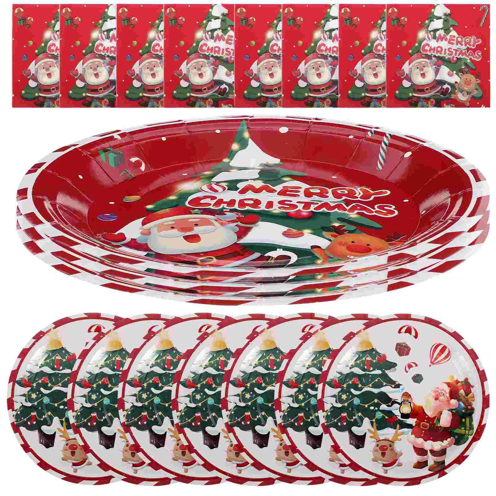 Christmas Tableware Xmas Dessert Plates Flatware Party Kit Disposable Paper Spoon And Fork Set Stainless Steel 40 Pcs