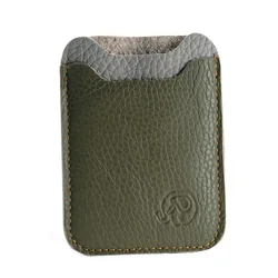 Sleek Genuine Leather Card Holder Wallet - Slim and Compact (Green)