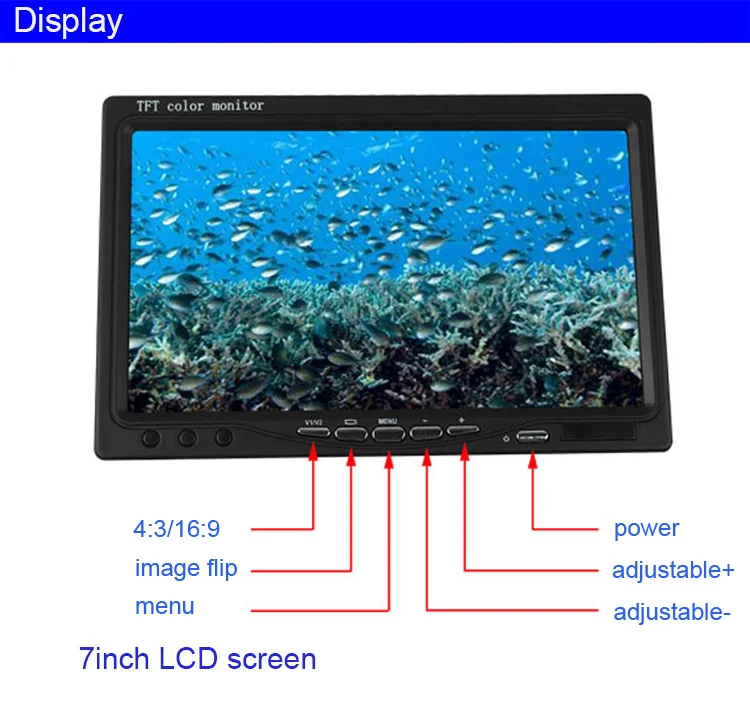 공장 직영 어군탐지기 18 화이트 라이트 방수 7인치 화면 수중 낚시 카메라 50M 케이블 수중 카메라 시스템