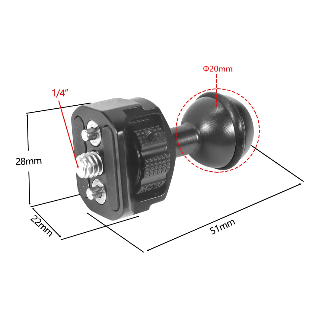 Magic Arm 360 Rotation Double Ball Head with Arri Pin 1/4 3/8 Screw Adapter for