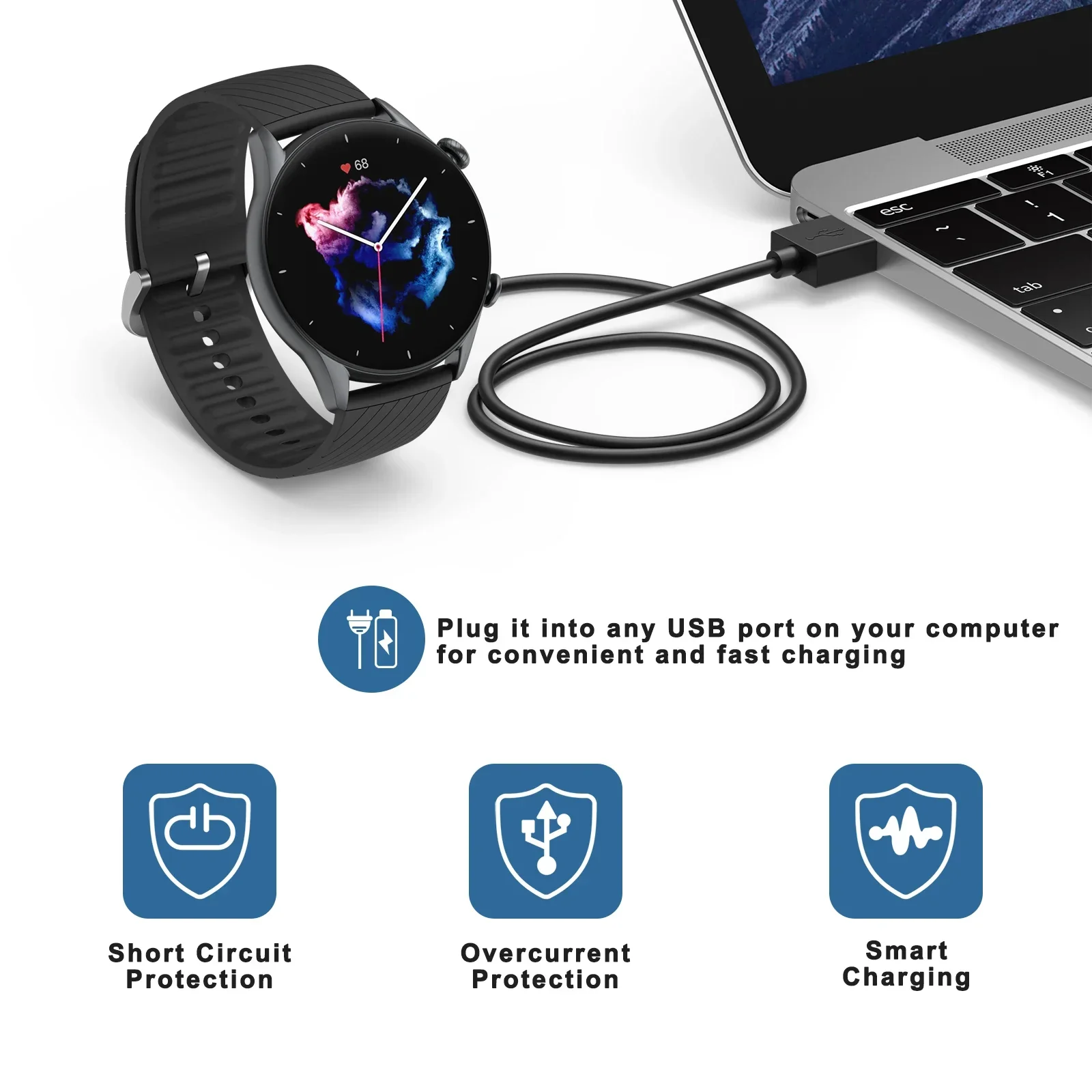 Universal Smartwatch USB Charging Cable and Dock