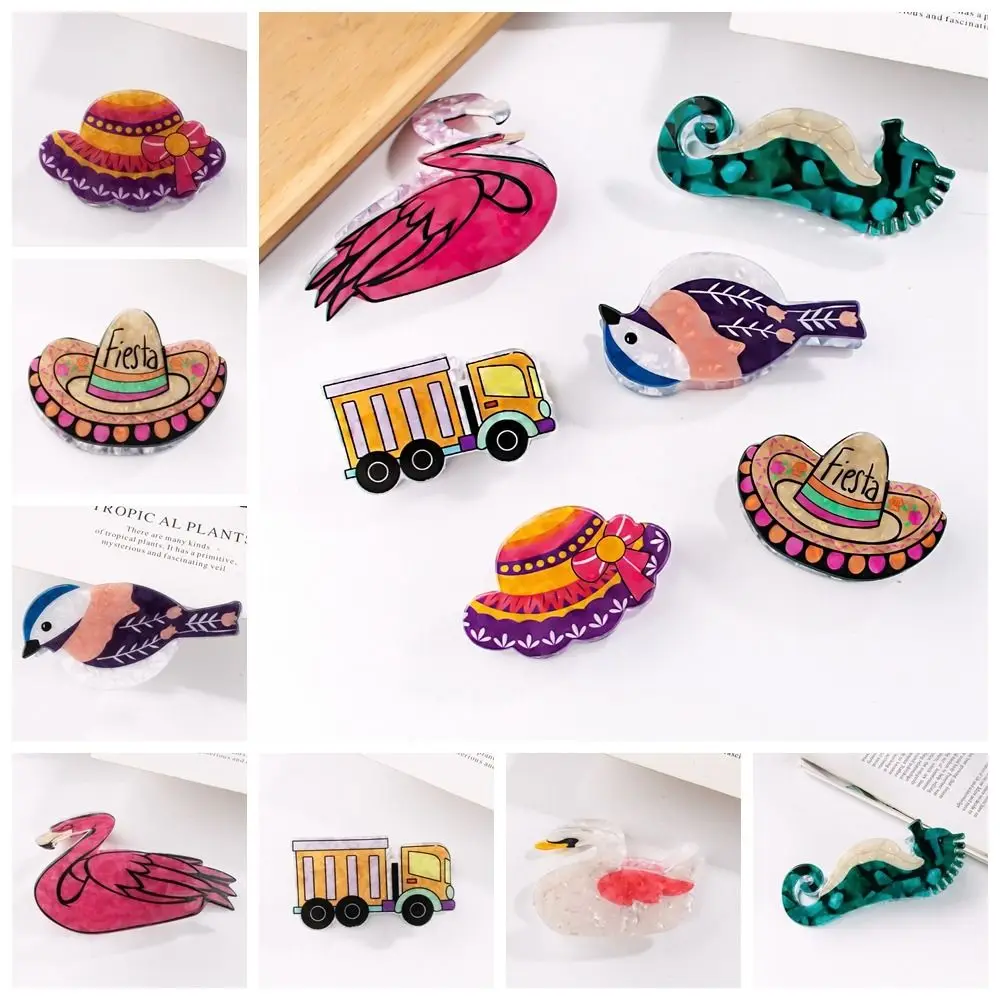 

Акриловая заколка для волос в виде животных креативная заколка для захвата птица животное акула соломенная шляпа Y2K Лебедь заколка для волос для женщин