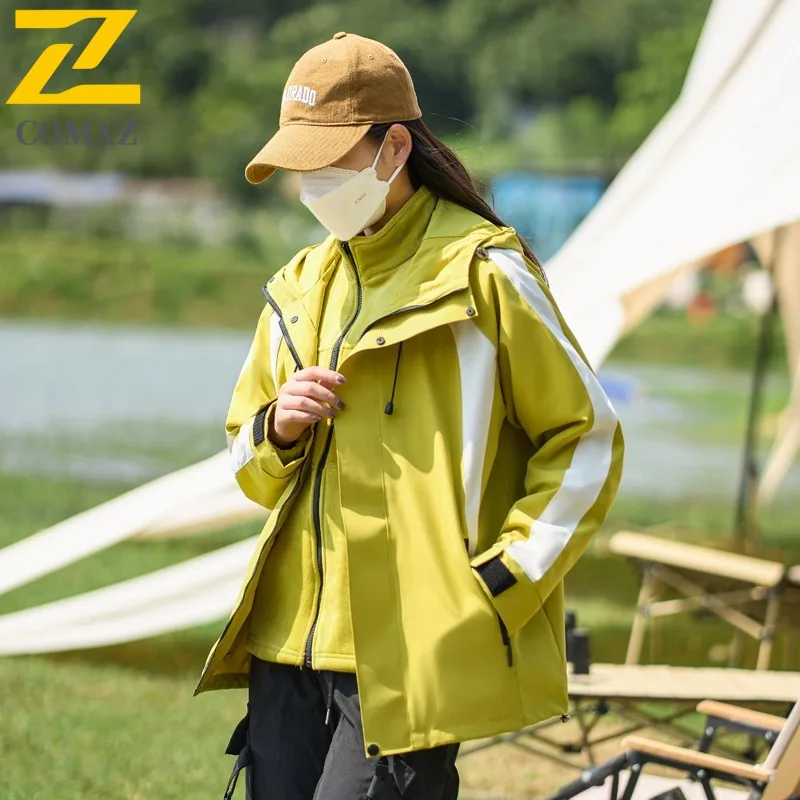 COMXZ Multi Functional Mens Jacket Lightweight Outdoor Rock Climbing Hooded Street Fashion Windproof Autumn Zipper Clothing