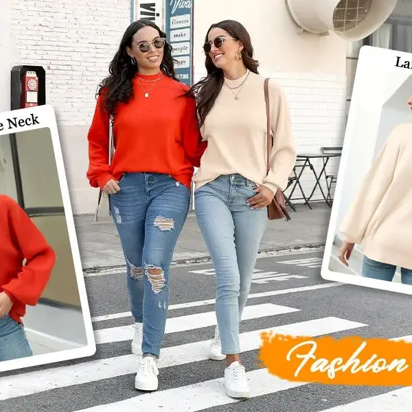 

2023 New European and American Fashion Lantern Sleeves Loose Pullover Sweater