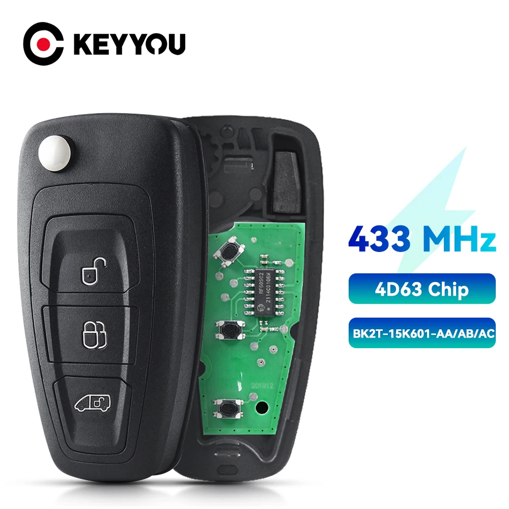 Keyyou Chiave A Distanza Dell'Automobile Per Il Chip Id63 Di Abitudine 2015 2016 433/Ab/ Ac 434Mhz Mhz Di Transito Di Ford Tourne