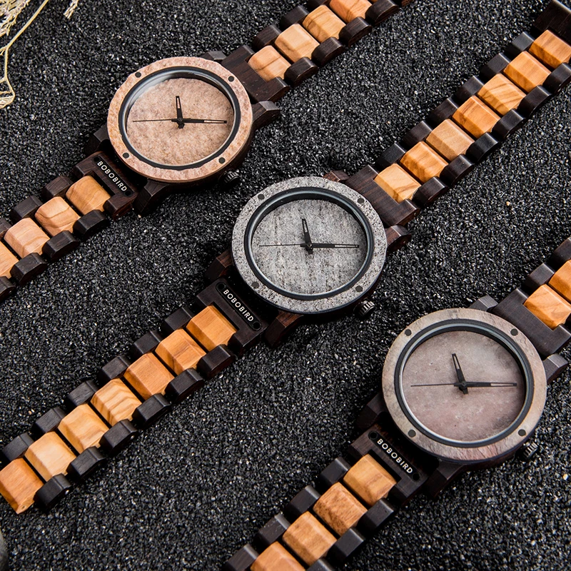 BOBO BIRD Stone Watch for Men Relogio Masculino 2022 New Men’s Wooden Band Wristwatches Personalized Christmas Gift Dropshipping 2