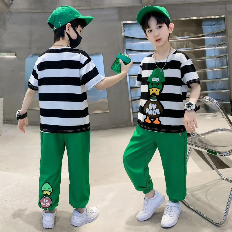 

Boys Sport Suit Children Clothing Sets Summer Casual Outfit T-shirt + Pants Boys Clothes Kids Tracksuit Teen 6 8 9 10 11 12 Year