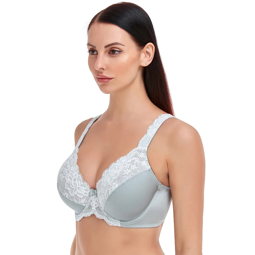 Women's Full Coverage Lace Bra Plus Size Bra Lager Bosom Embroidery Minimizer Bra For Women Thin Soft Bralette C D E F G H I J