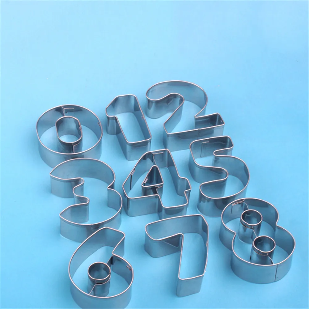 Cookie Cutters Moulds 9PCS/Set Puzzle Numbers 0-9 Arabic Numerals Cute Candy Biscuit Mold DIY Baking Tools Stainless Steel