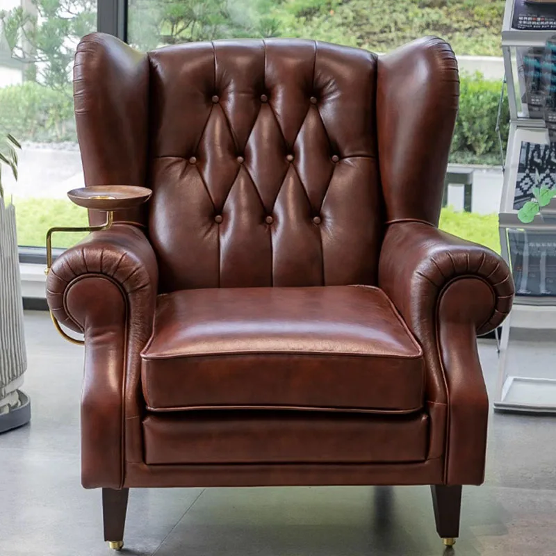 

Bedroom Leather Luxury Chair Dressing Retro Leisure Throne Chair Pedicure Comfy Design Fauteuils De Salon Salon Furniture