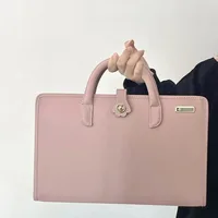Housse de protection pour ordinateur portable en PU rose avec poignée, étui de protection pour Macbook, Lenovo, Xiaomi, Huawei 2