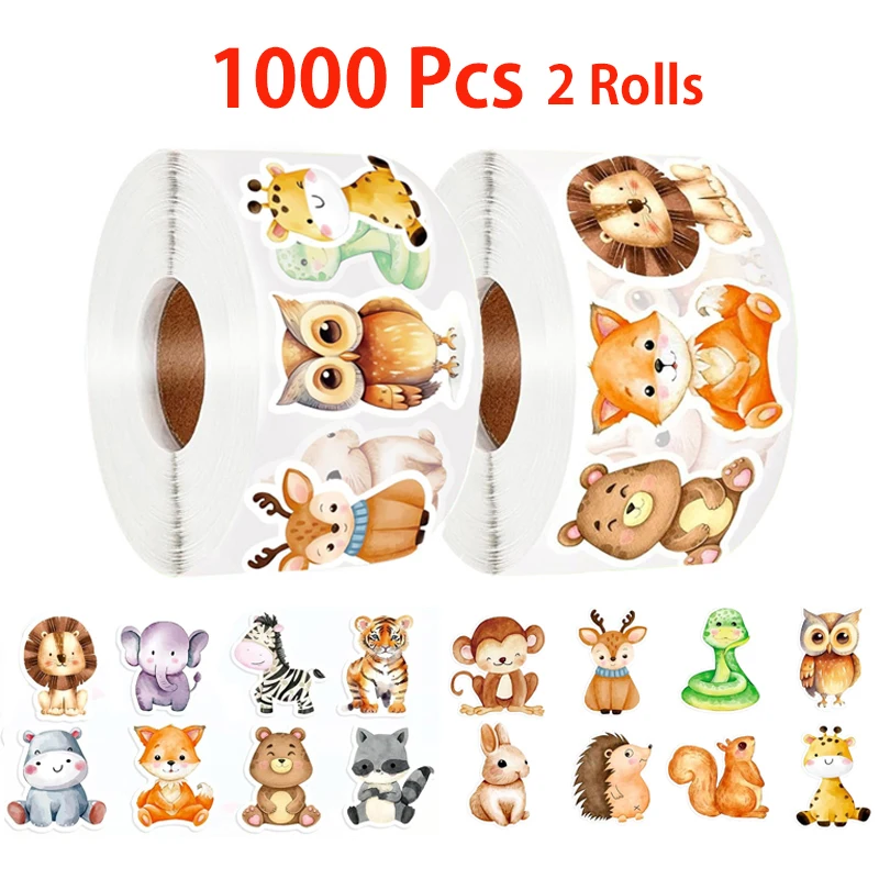 Cartoon Animal Stickers for Kids – Cute Nature-Inspired Reward Stickers for Teachers and School Supplies