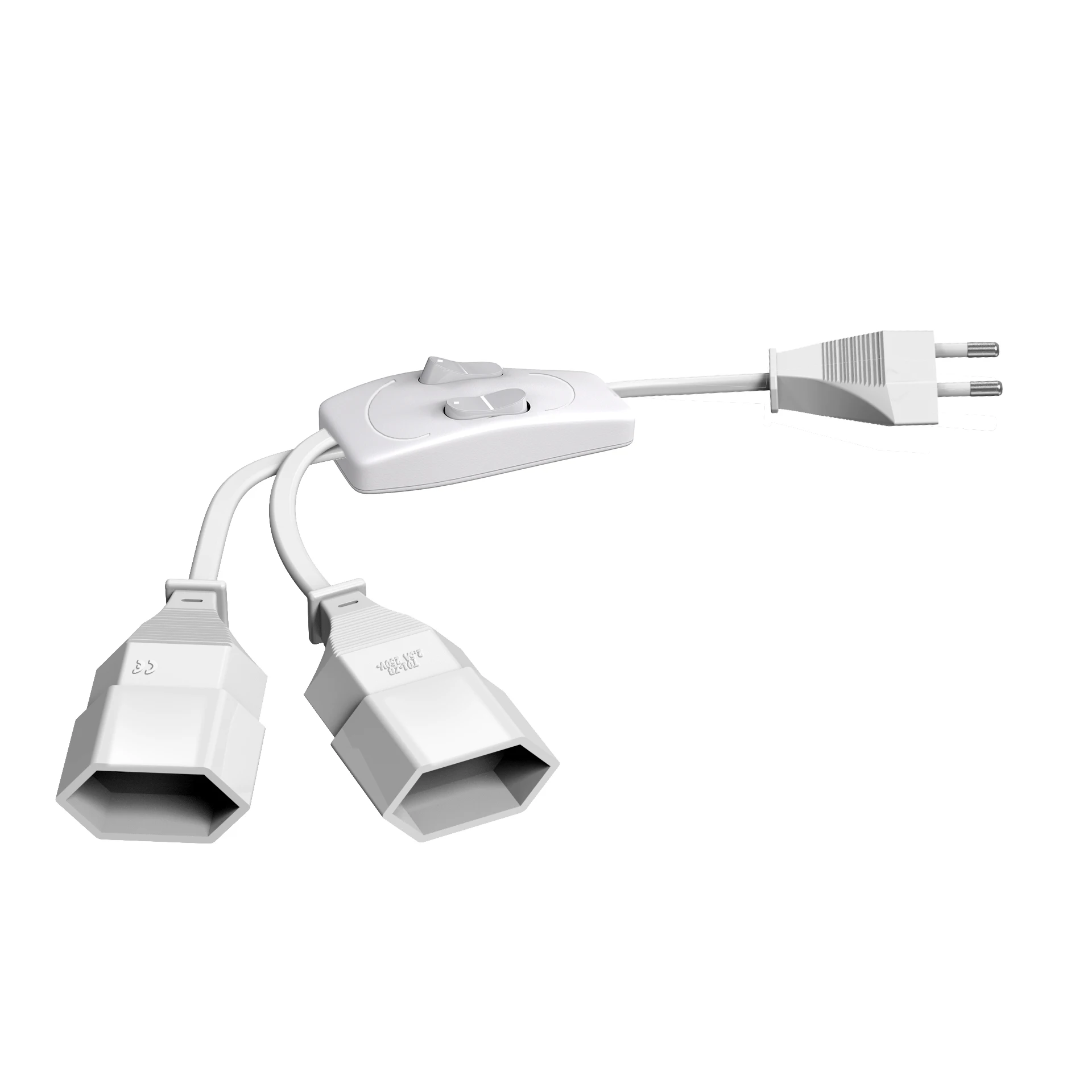 Dual Plug Power Extension Cable with Dual Switch - Safe & Compact Design