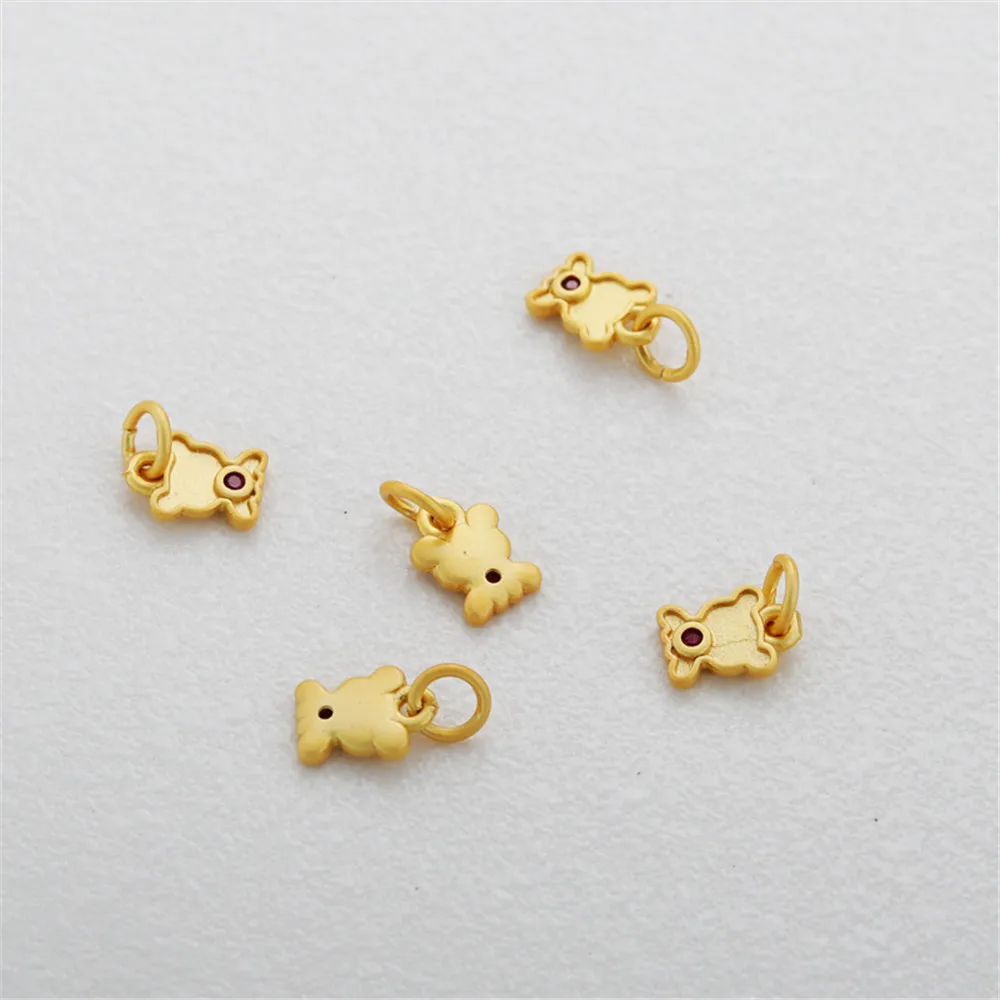 

18K gold coated dumb gold zircon cartoon bear 6 * 9mm pendant bracelet necklace diy jewelry pendant accessories