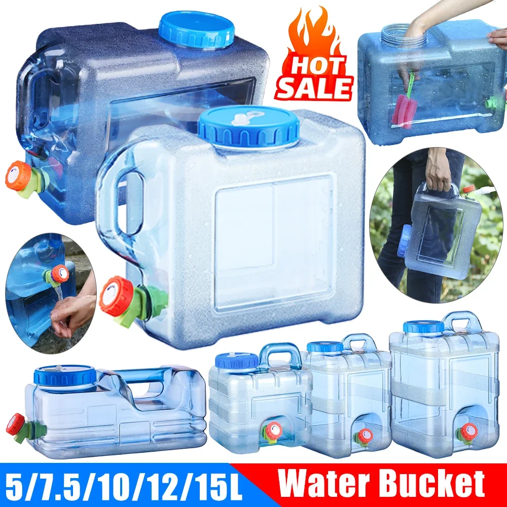 5/7.5/10/12/15L Camping Water Container with Faucet Water Carrier Canister Portable Large Capacity Tank Outdoor Bucket water bucket
