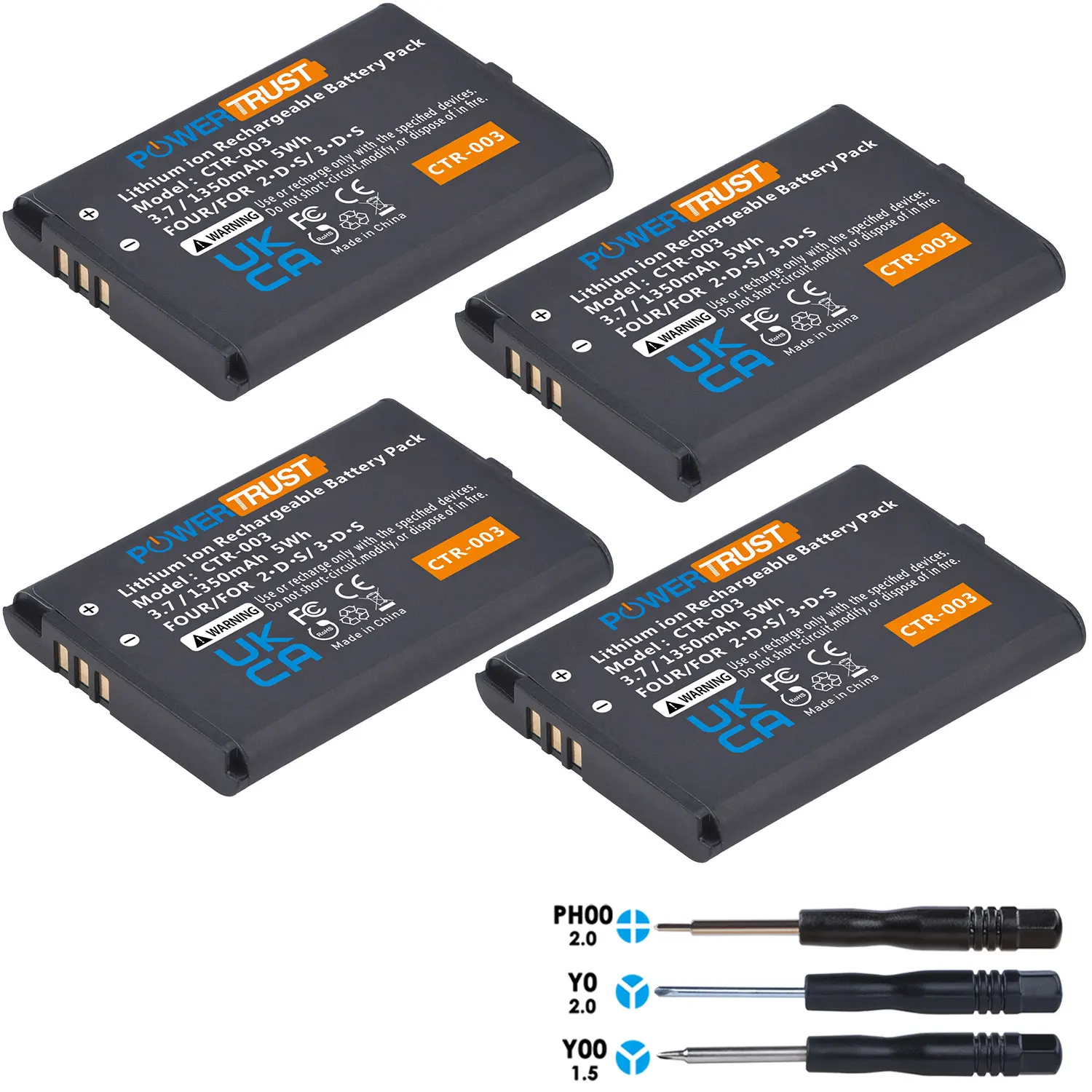 4Pcs 1350Mah Ctr-003 Ctr003 Ctr 003 Batteria Ricaricabile Per Controller Nintendo 3Ds 2Ds 2Ds Xl Con Strumenti