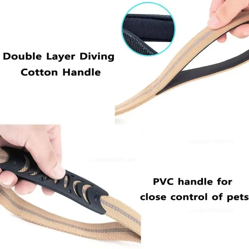 Durable Reflective Dog Leash with Dual Padded Handles for Comfortable Control