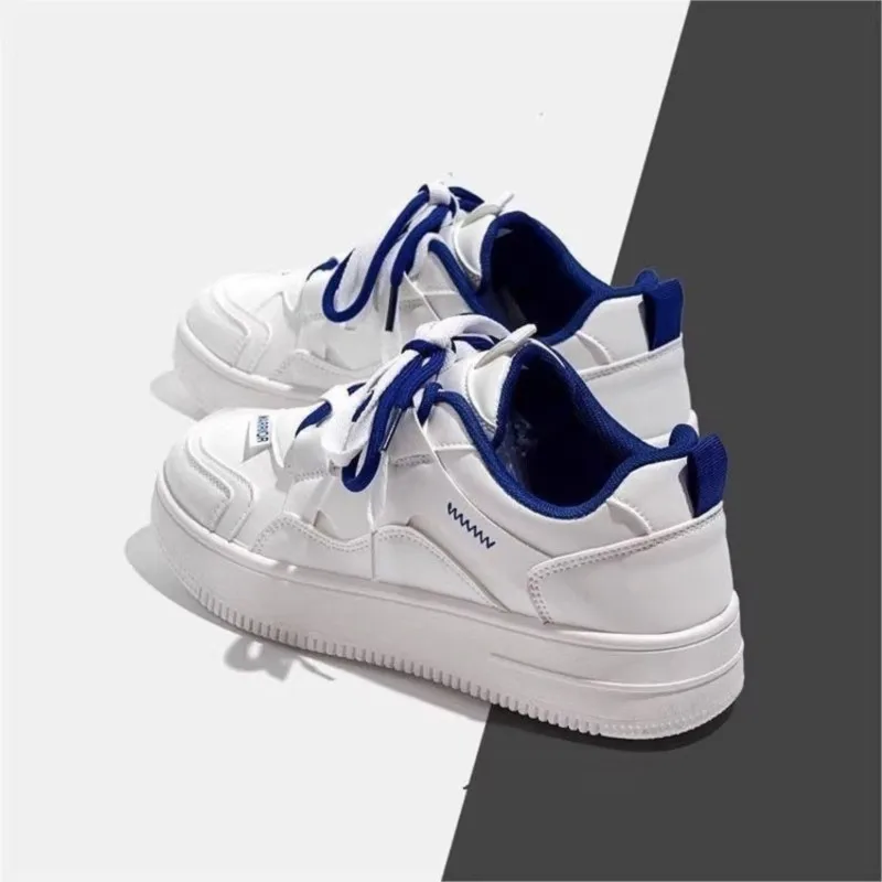 Zapatillas Mujer Trendy Leather Platform Sneakers Lace-up White Shoes Tenis Breathable Socofy Casual Sports Shoes Women 6933