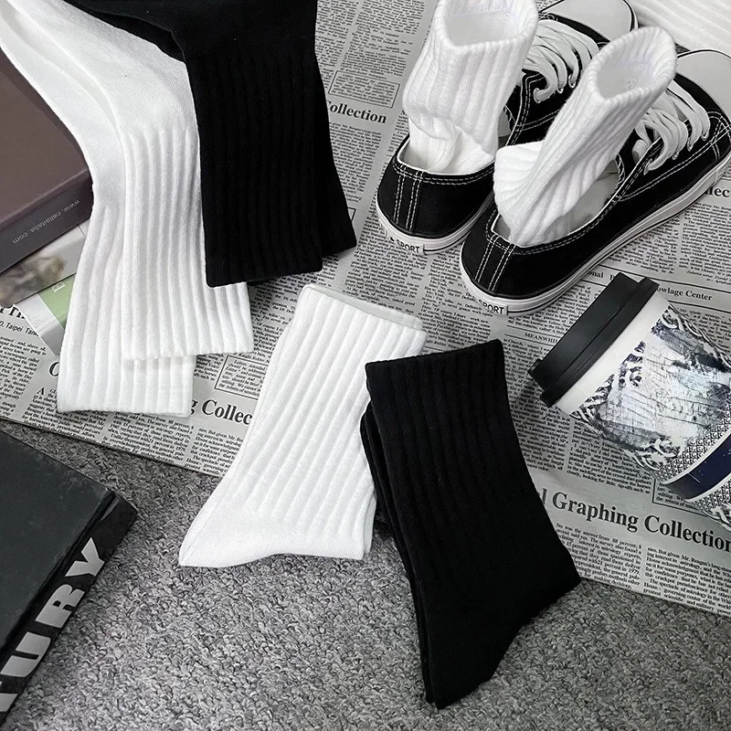 Calcetines Unisex De Algodón Orgánico - Pack 5 Pares, Color Negro, Para Deporte, Oficina Y Diario