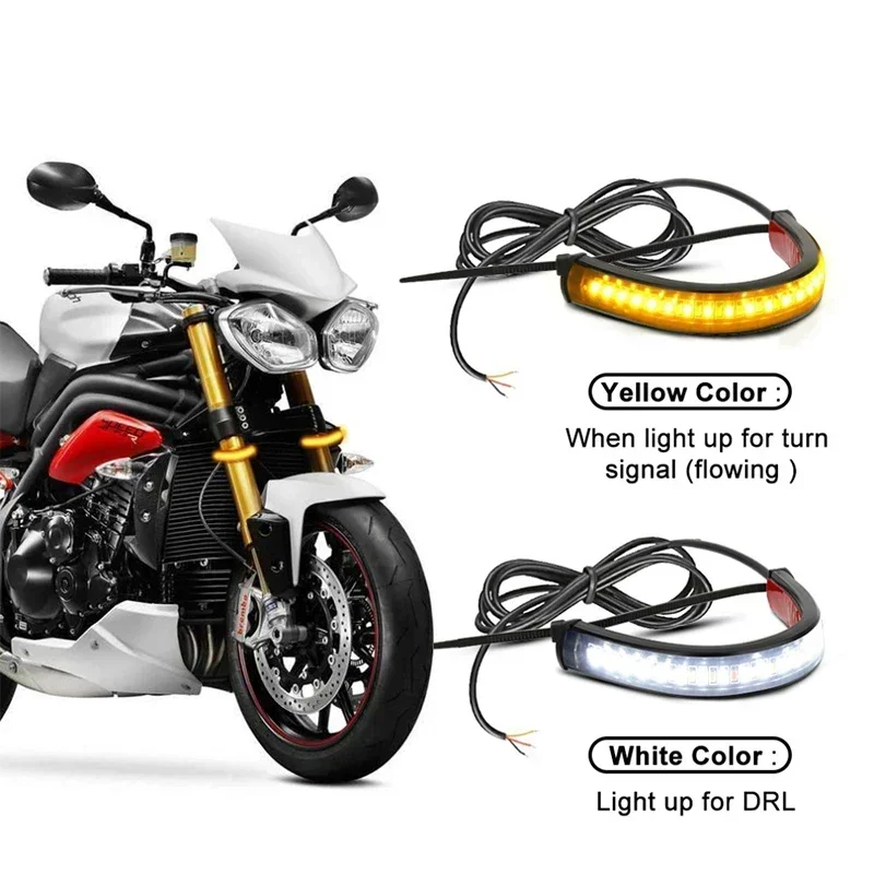 For Aprilia Motorcycle NEW 12V LED Ring Fork Strip Lamp Flashing Blinker Motorcycle Turn Signal Light & DRL Amber145