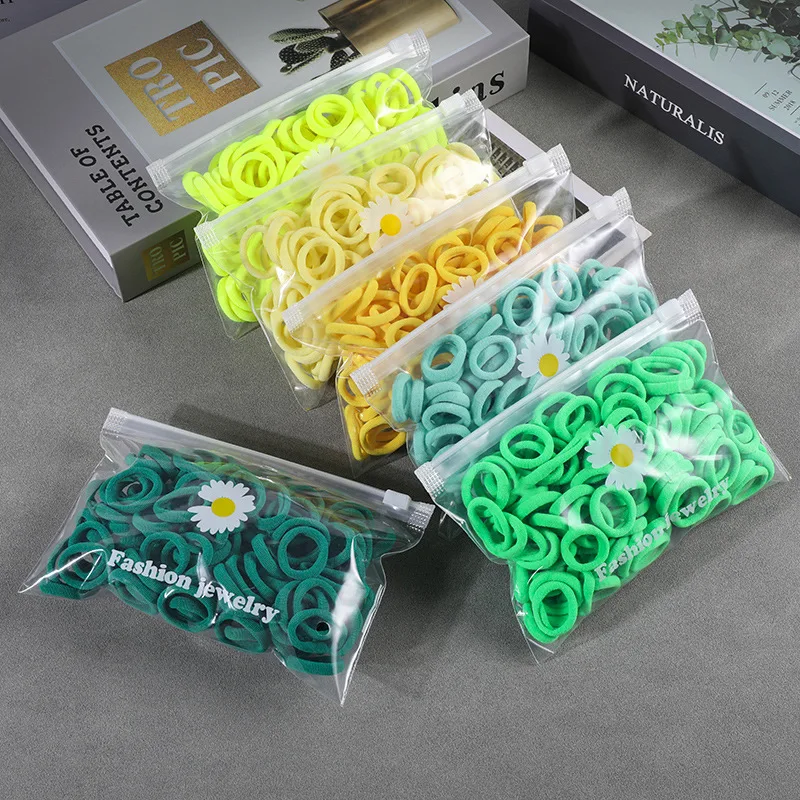 

50Pcs Girls' Solid Small Hair Band 2.5cm Elastic Hair Band Colorful Elastic Hair Band Children's Ponytail Hair Accessories