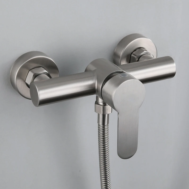 Shower Set Bathroom Faucet Stainless Steel Triple Bathtub Water Mixer Valve Nozzle Tap Hot Cold