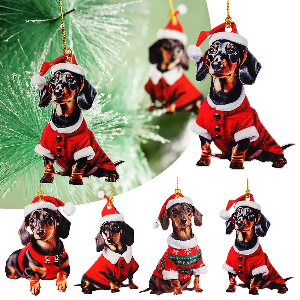 

Dachshund Christmas Ornament Dog Pendant Christmas Ornaments Car Backpack Home Hanging Gifts Decoration Holiday Tree Decora A9D4