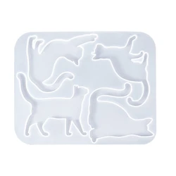 3D Cartoon Cat Silicone Brooch Mold for DIY Crafting & Jewelry Making (Clear)